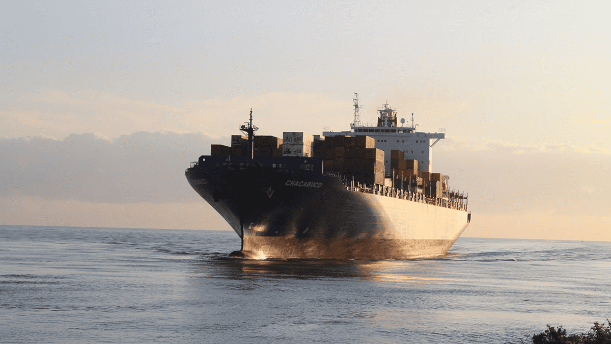 Cargo ship in the ocean