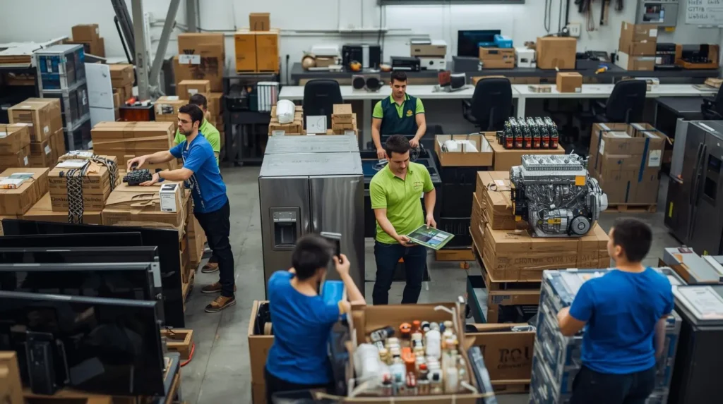 packing commercial goods in warehouse